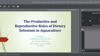 سخنرانی در نشست تخصصی بیوتکنولوژی دریا با عنوان «کاربرد نانو سلنیوم در تغذیه مولدین ماهیان دریایی»