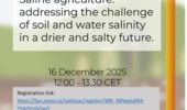Joint INSAS/WASAG Webinar "Saline agriculture: addressing the challenge of soil and water salinity in a drier and salty future"
