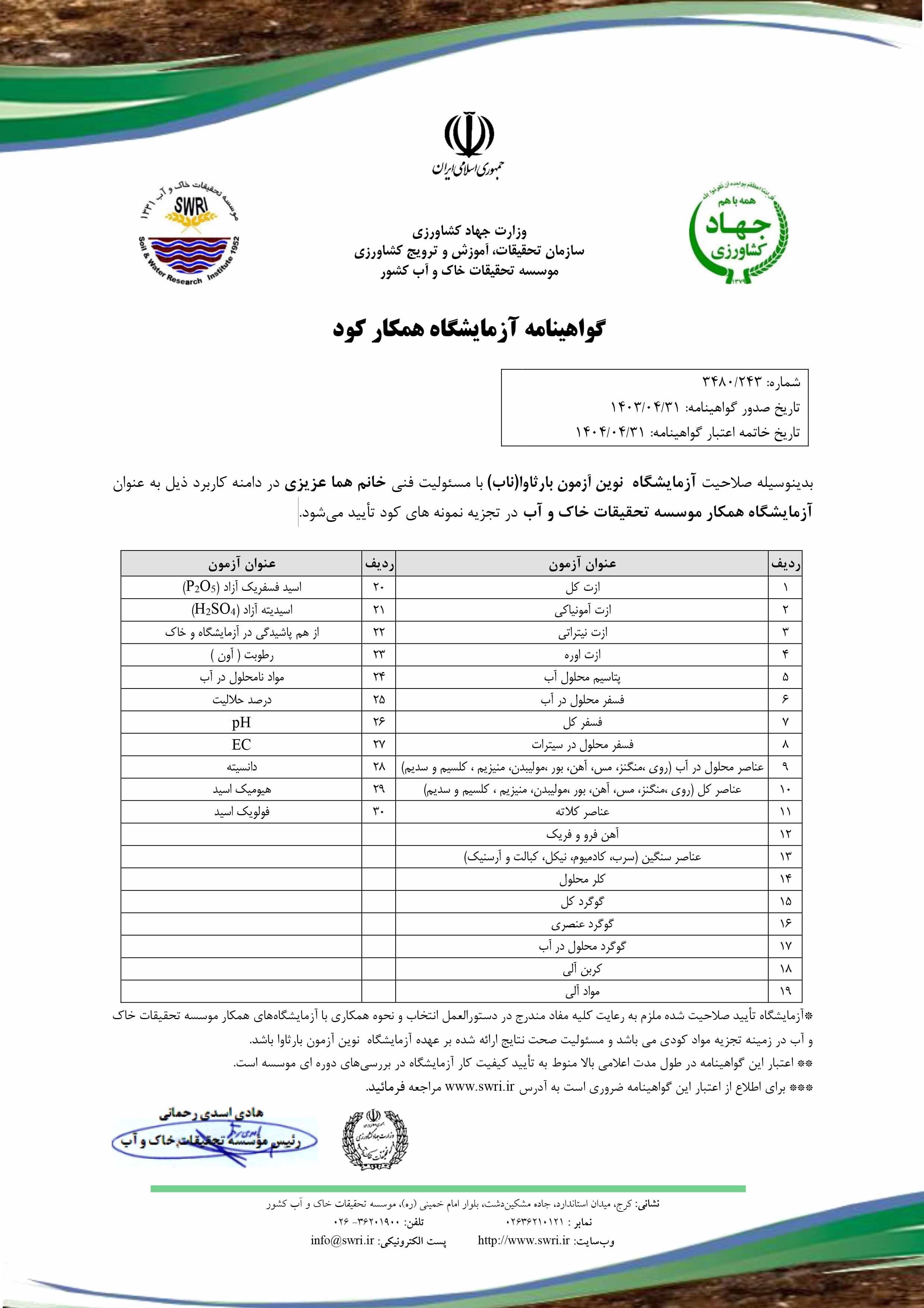 نوین آزمون بارثاوا(ناب)
